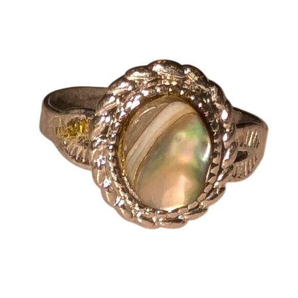 Vintage Sterling Silver Abalone Ring Size 4.75 - Picture 2 of 5